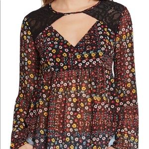 BCBGeneration Bell Sleeve Floral Top